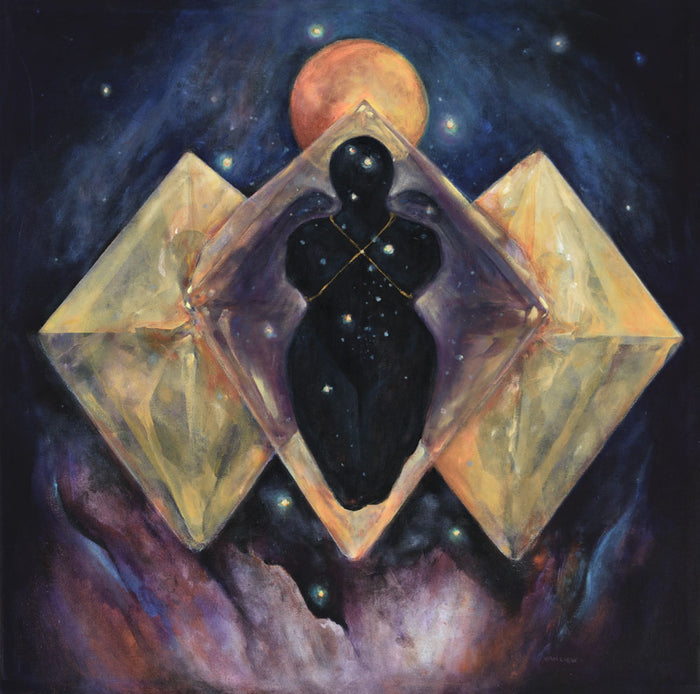 Red Moon Free-Fall, Yellow Fluorite, Amethyst and Obsidian