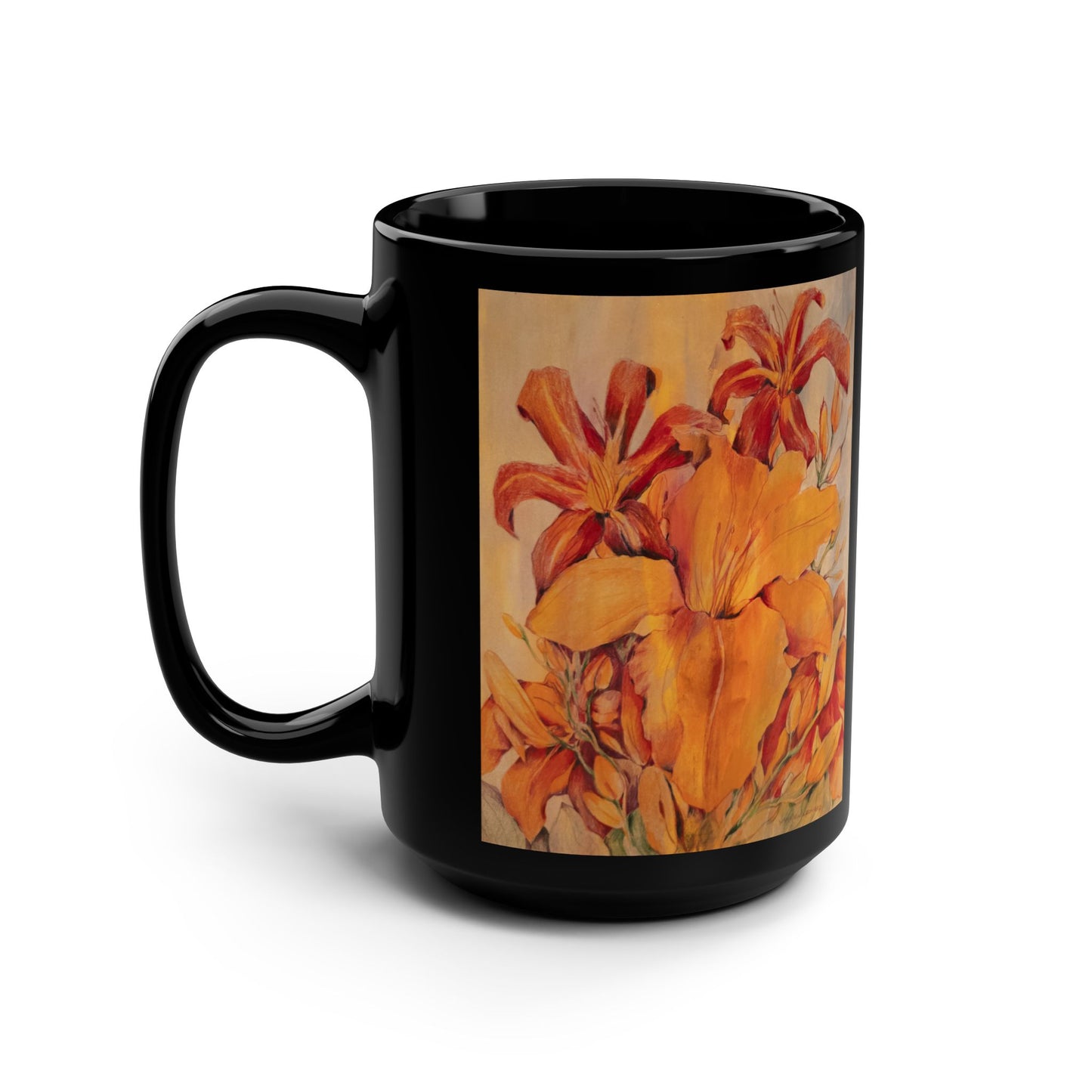 Triumph of Orange Daylilies- (Dual Image) 15 oz Mug | A Floral Series by Lois VanLiew
