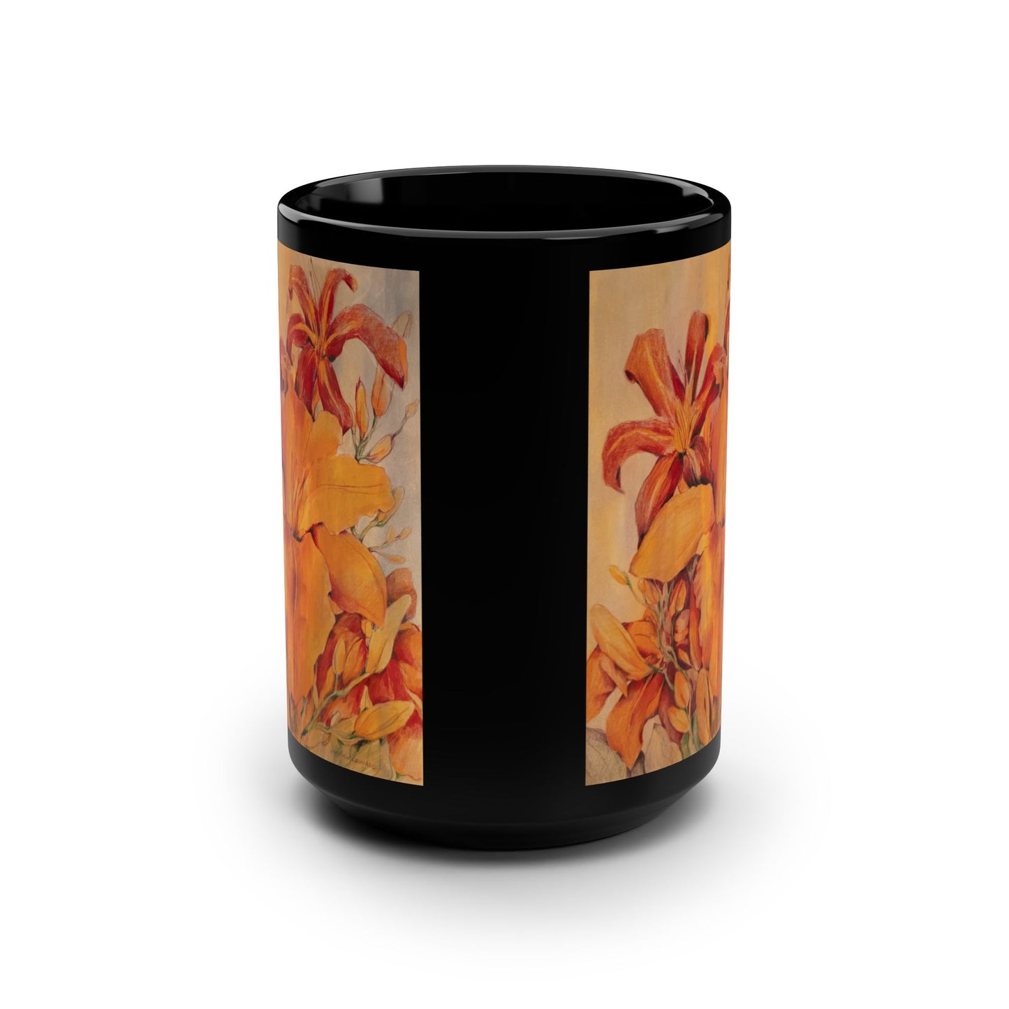 Triumph of Orange Daylilies- (Dual Image) 15 oz Mug | A Floral Series by Lois VanLiew