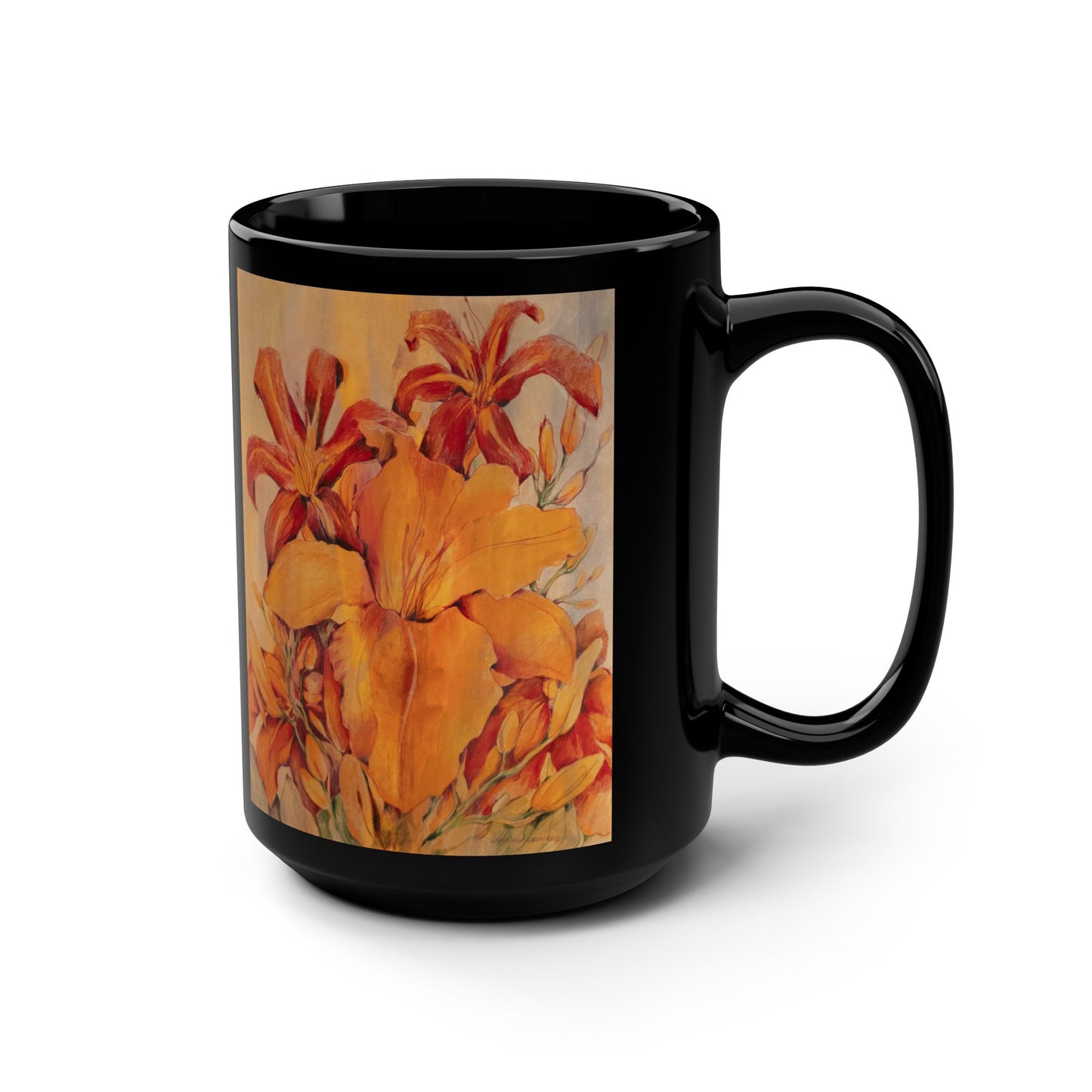 Triumph of Orange Daylilies- (Dual Image) 15 oz Mug | A Floral Series by Lois VanLiew