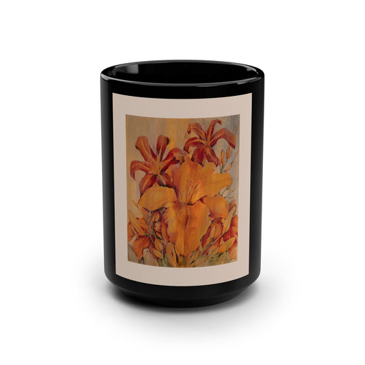 Triumph of Orange Daylilies- 15 oz Mug | A Floral Series by Lois VanLiew