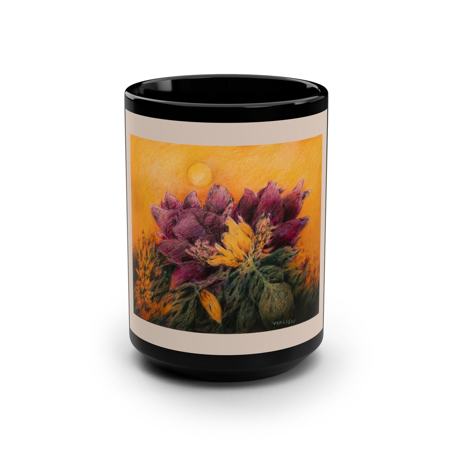 Sunset- Salute- 15 oz Mug | A Floral Series by Lois VanLiew