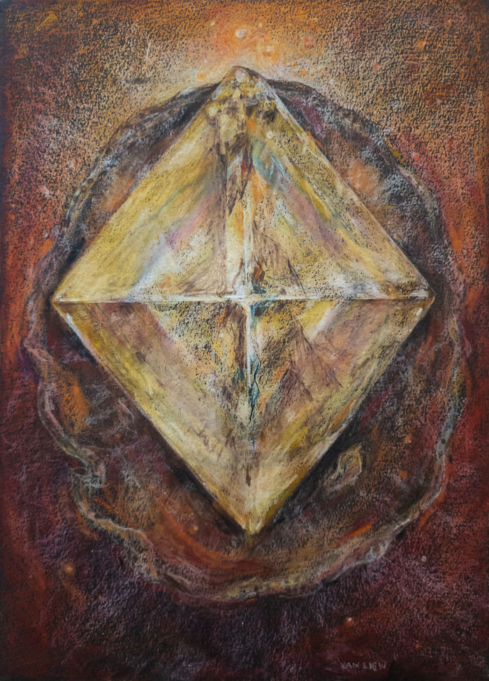 Octahedron Overlay, Yellow Fluorite and Agate